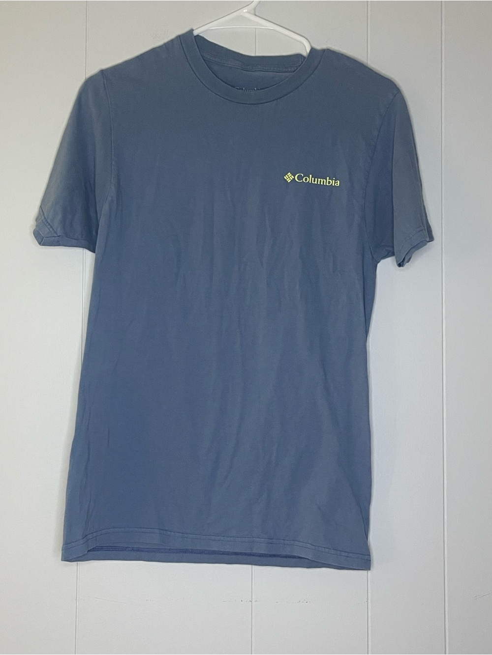 Columbia Men's Crew Neck Tee in Slate Blue with Yellow Logo